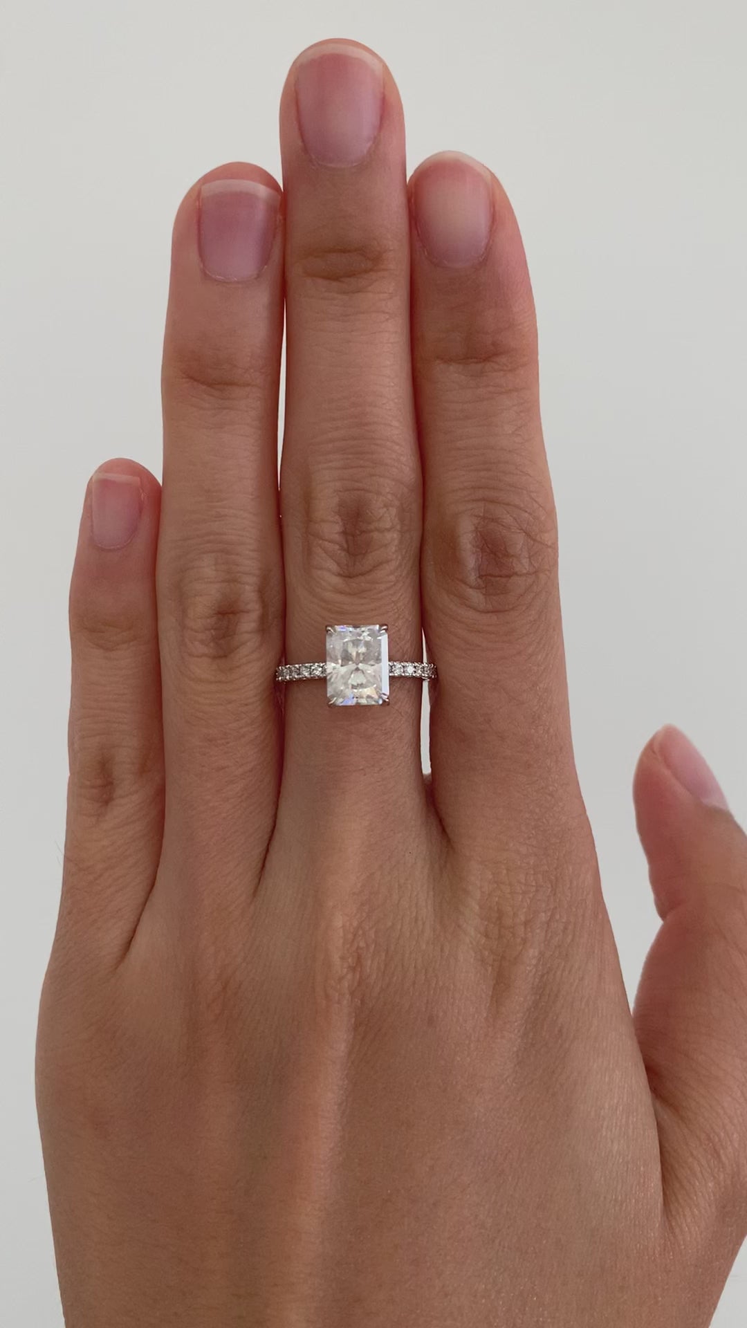 2.30ct 8.5x6.5mm Radiant Diamond 14k White Gold Hidden Halo Pave