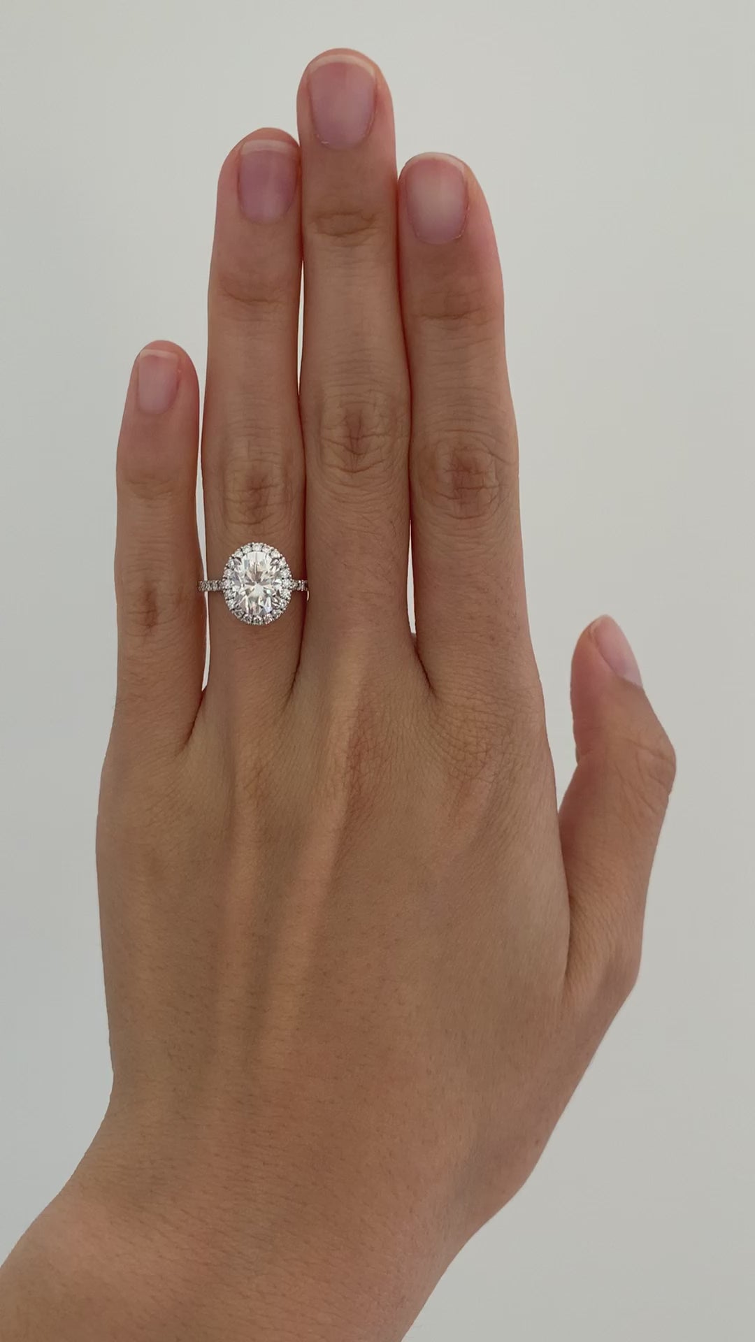 2.10ct 9x7mm Oval Moissanite Platinum Halo Pave
