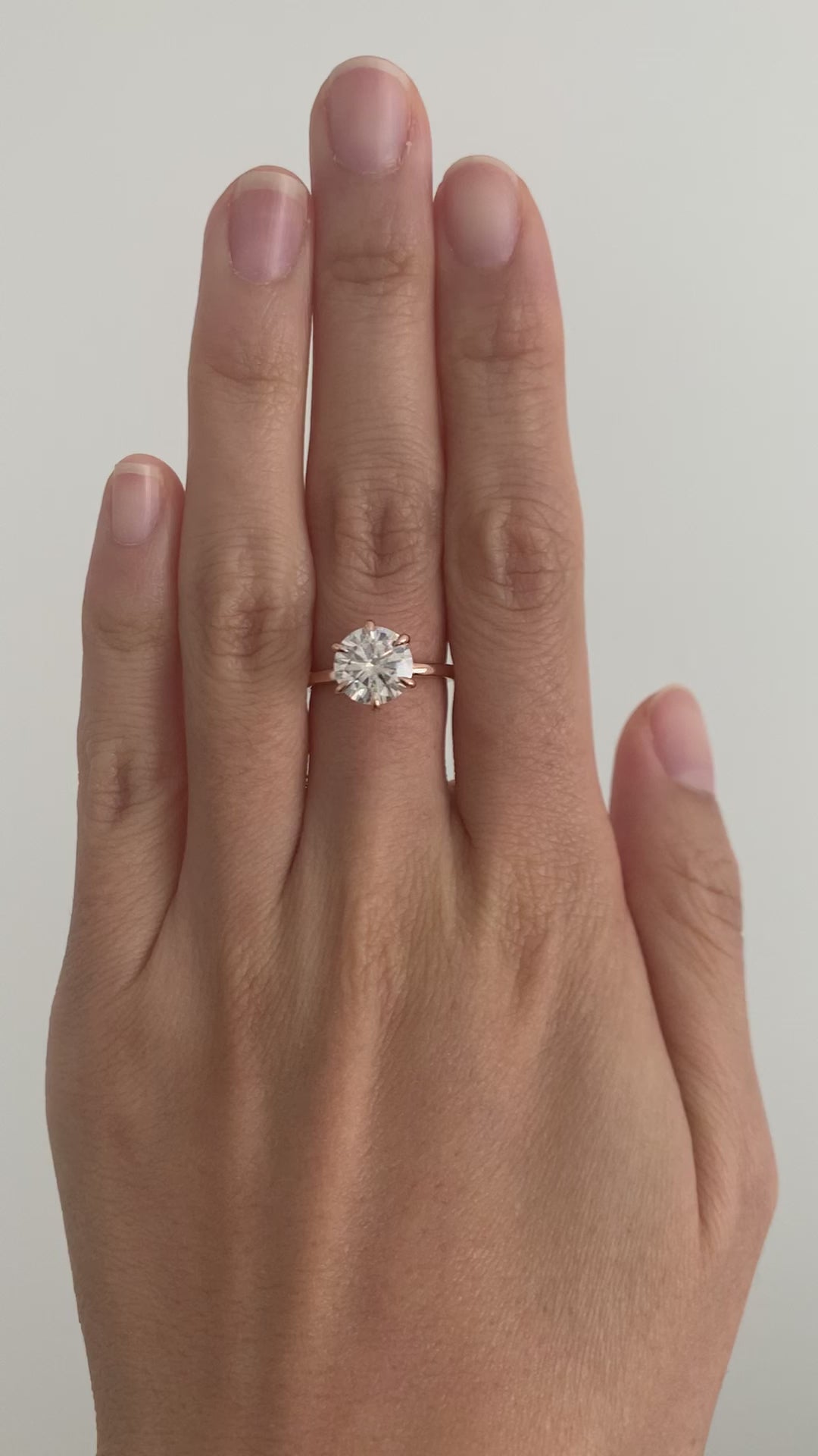 2.20ct 8.5mm Round moissanite solitaire 14k rose gold