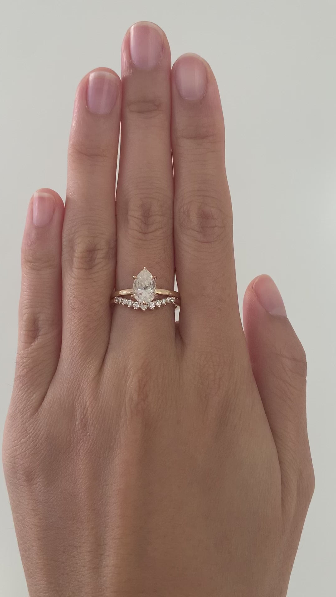 Wide Curve Pave Wedding Band 14YG + 1.50ct 9x6mm Pear 14YG plain