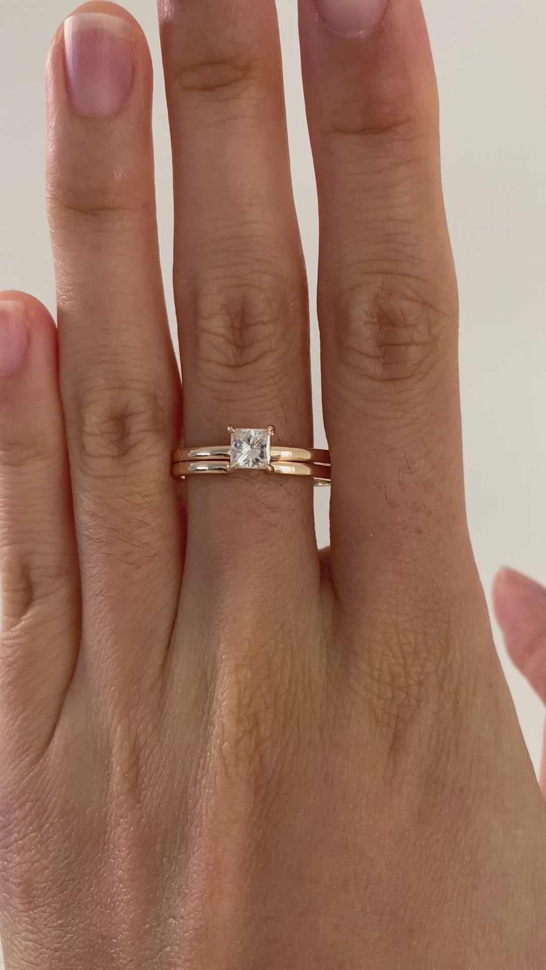 Open Plain Wedding Band + 0.60ct 4.5mm Square 14YG plain