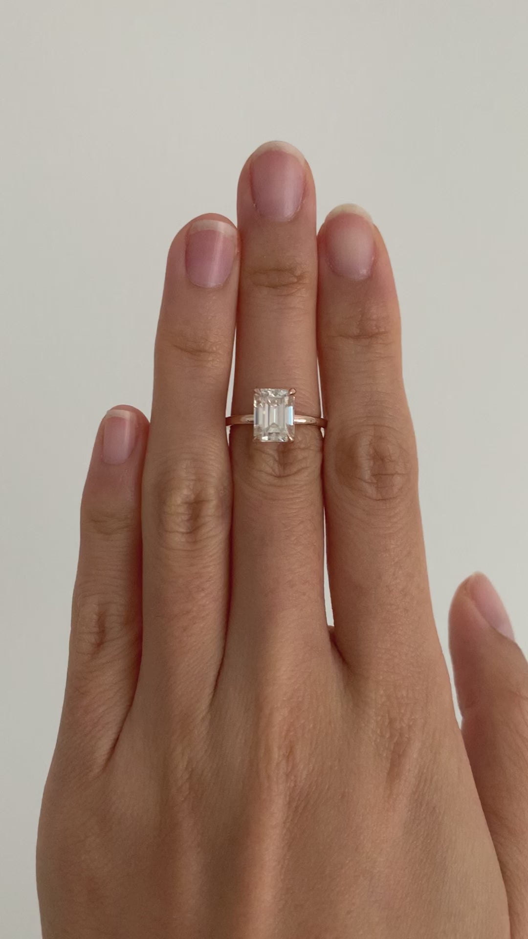 2.10ct 8.5x6.5mm Emerald Diamond 14k Rose Gold Plain