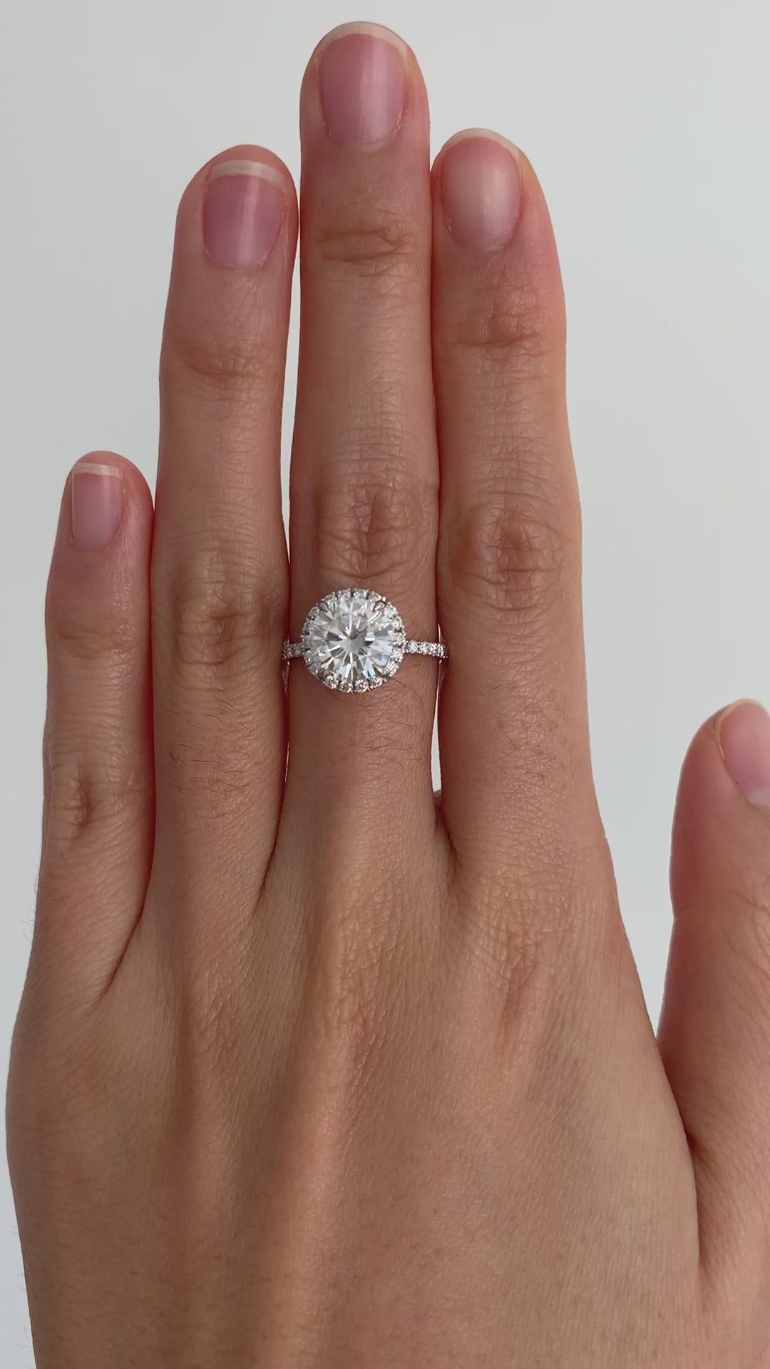2.20ct 8.0mm Round Moissanite 14k White Gold Halo Pave