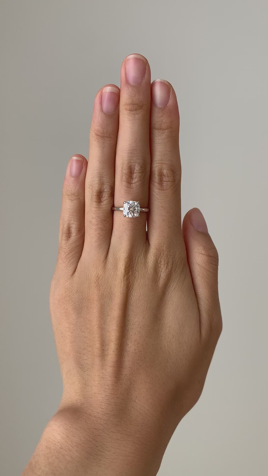 2.00ct 7.5mm Cushion Moissanite 14k White Gold Plain
