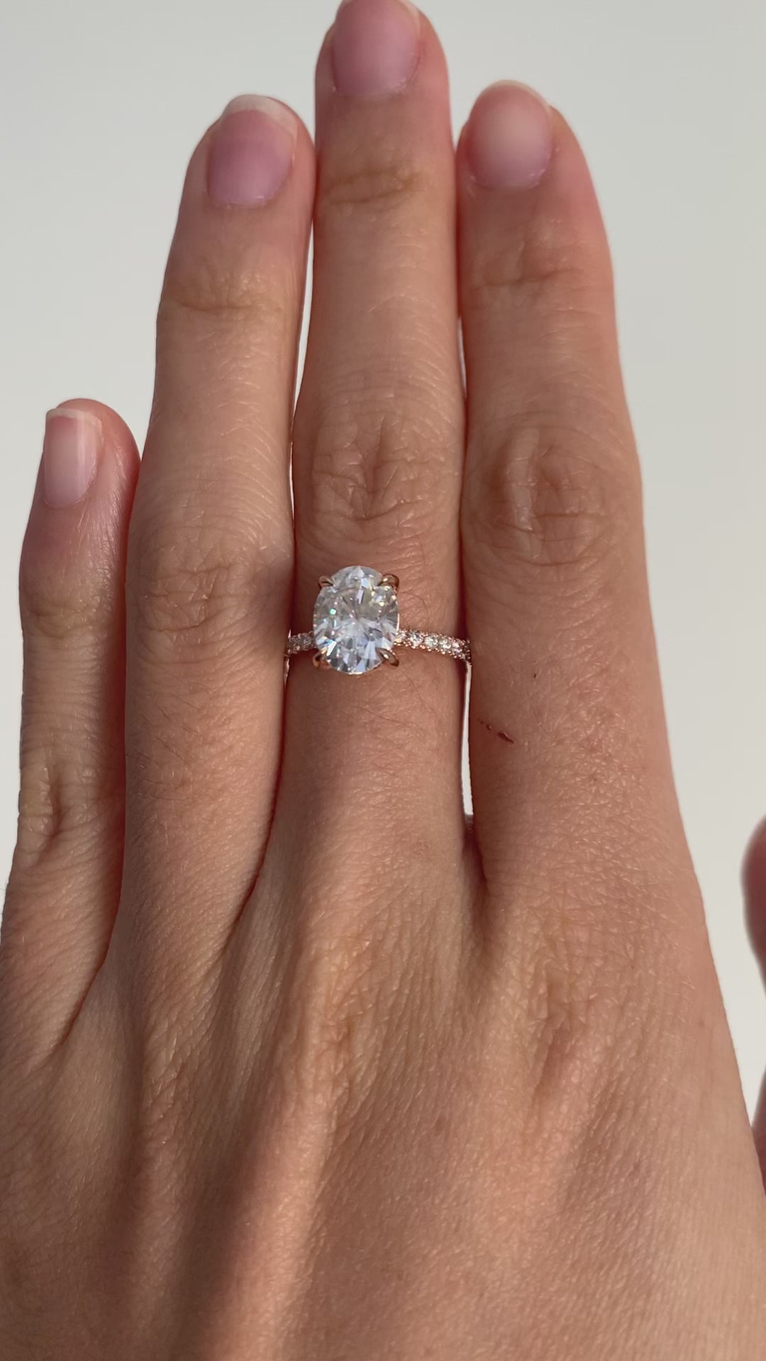 2.10ct 9x7mm Oval Moissanite 14k Rose Gold Hidden Halo Pave