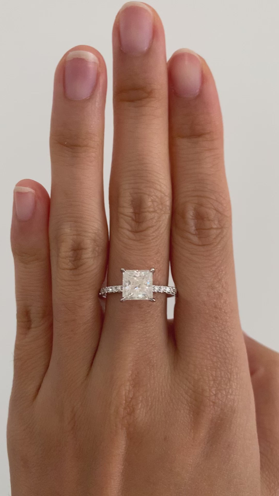 1.92ct 7mm Princess Diamond 14k White Gold Hidden Halo Pave