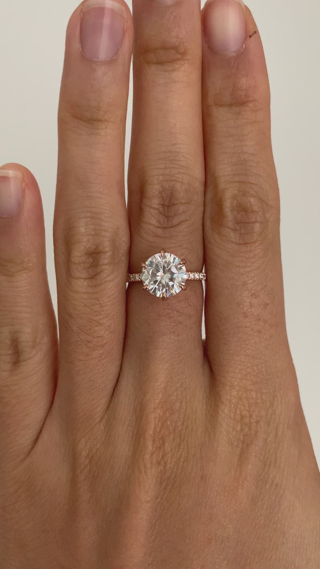 2.20ct 8.5mm Round Moissanite Pave 14k Rose Gold