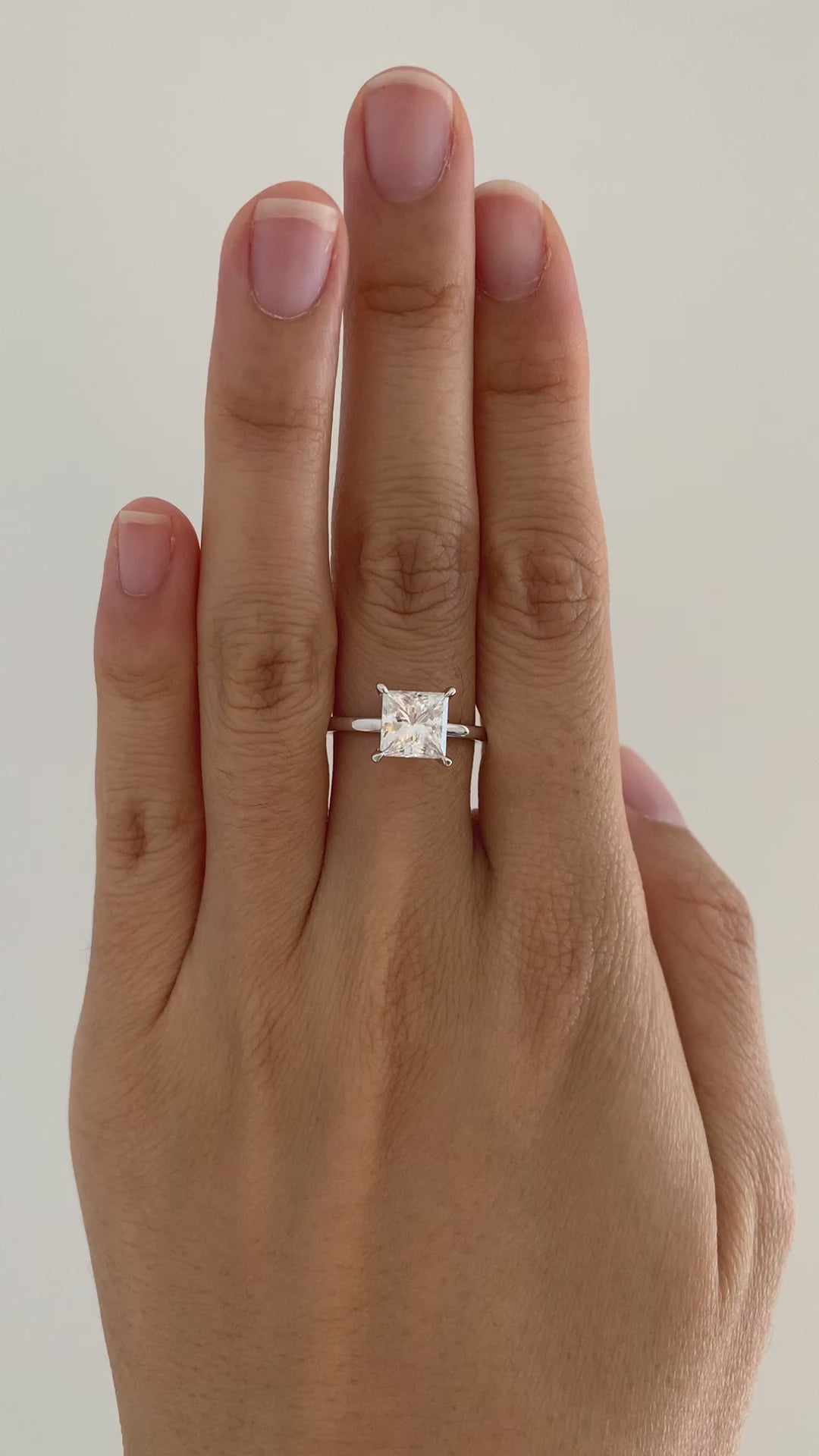 1.92ct 7mm Princess Moissanite 14k White Gold Plain
