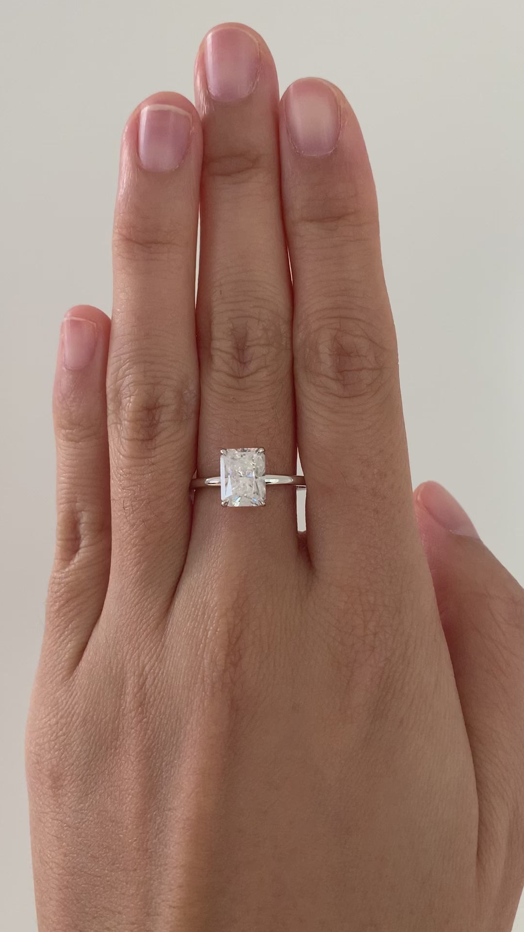 2.30ct 8.5x6.5mm Radiant Moissanite 14k White Gold Plain