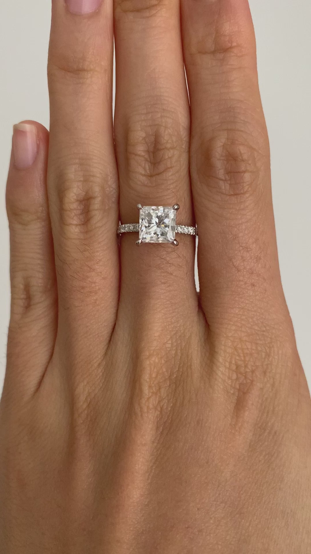 1.92ct 7mm Princess Diamond Platinum Pave