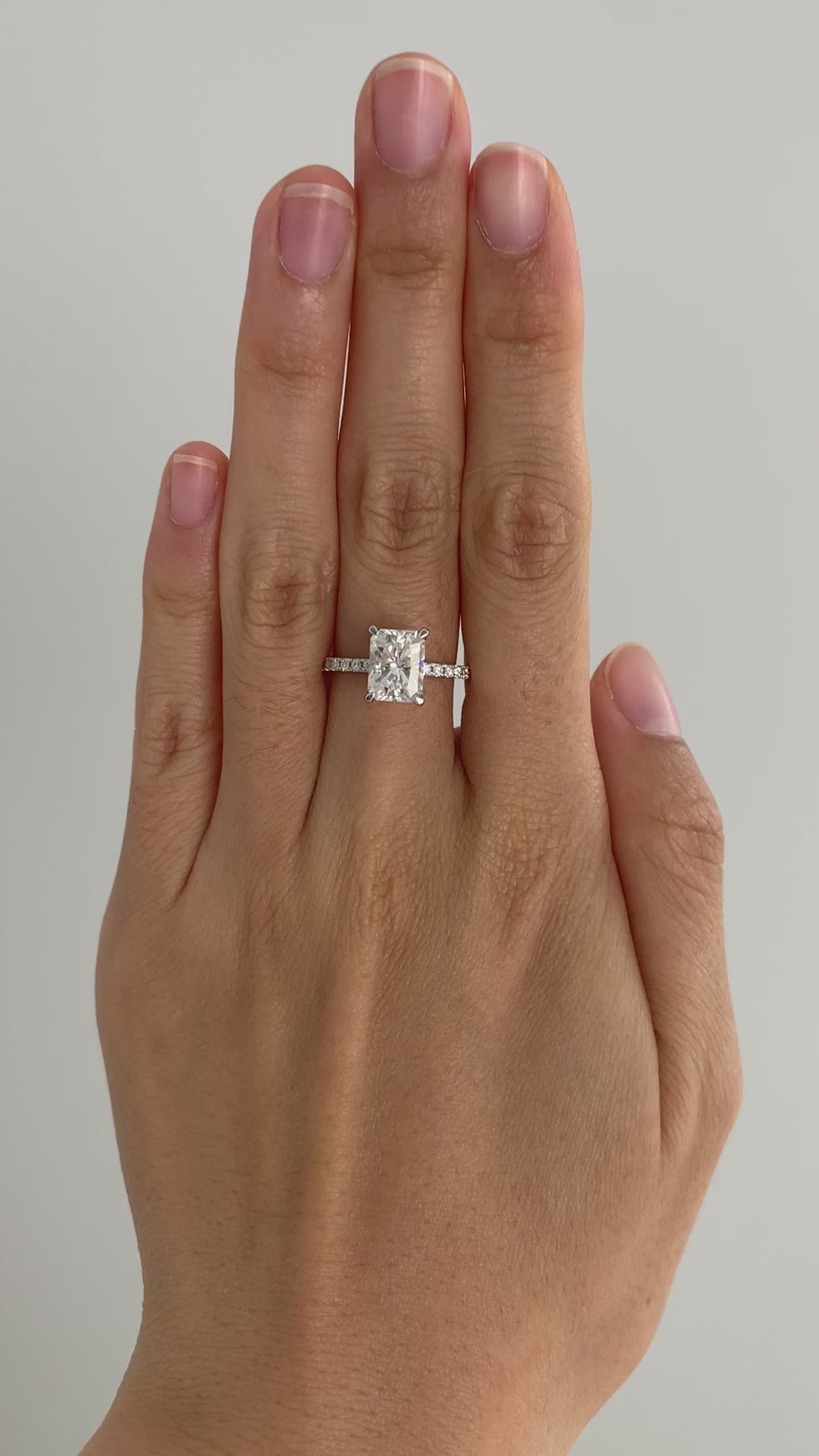 2.30ct 8.5x6.5mm Radiant Diamond 14k White Gold Pave