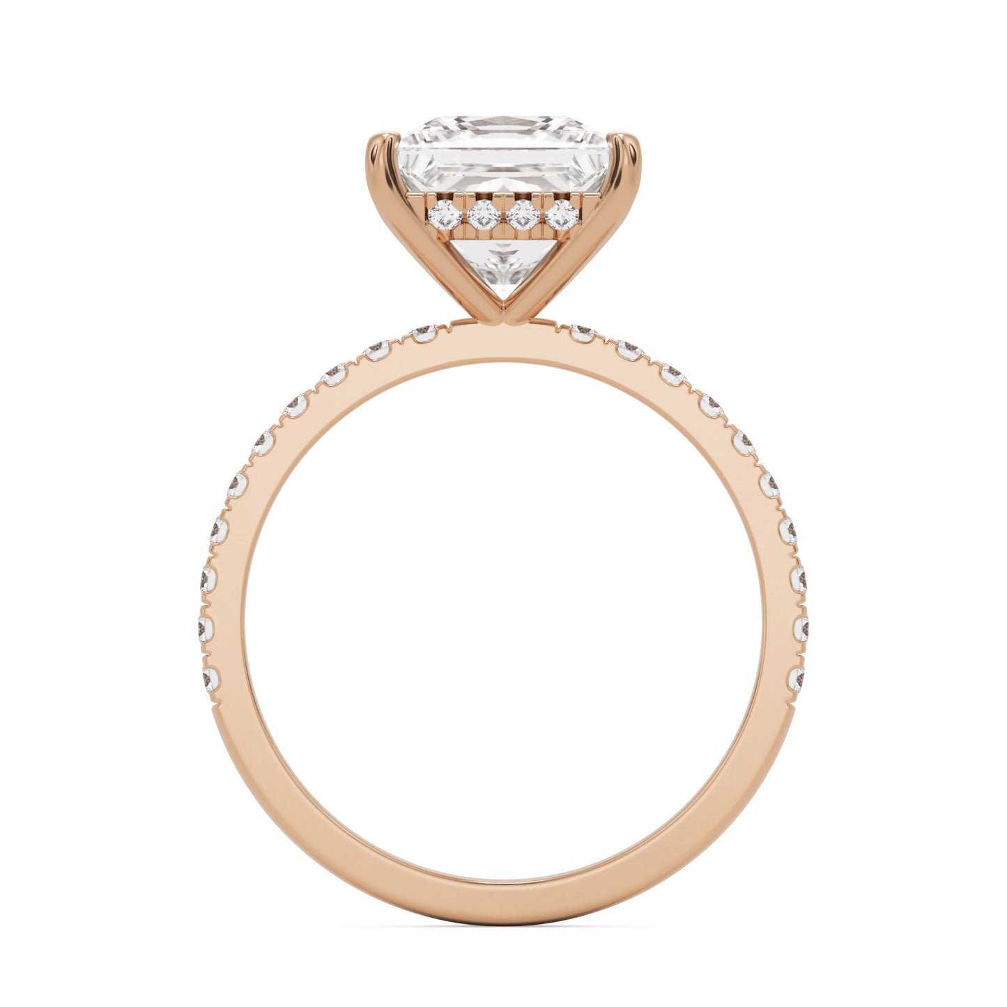 princess hidden halo pavé 14K rose gold
