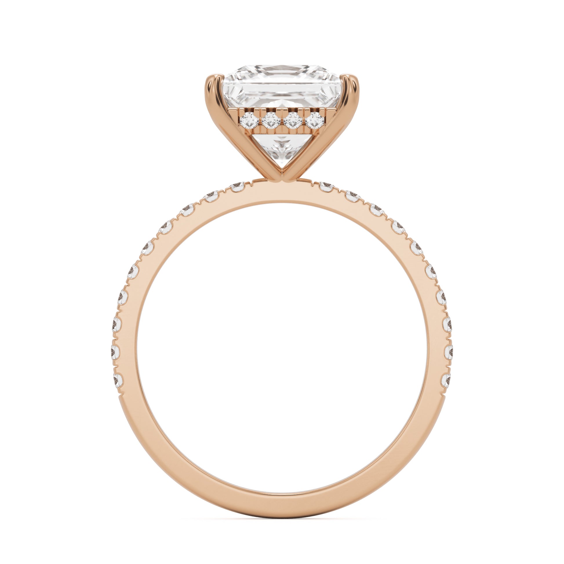 princess hidden halo pavé 14K rose gold