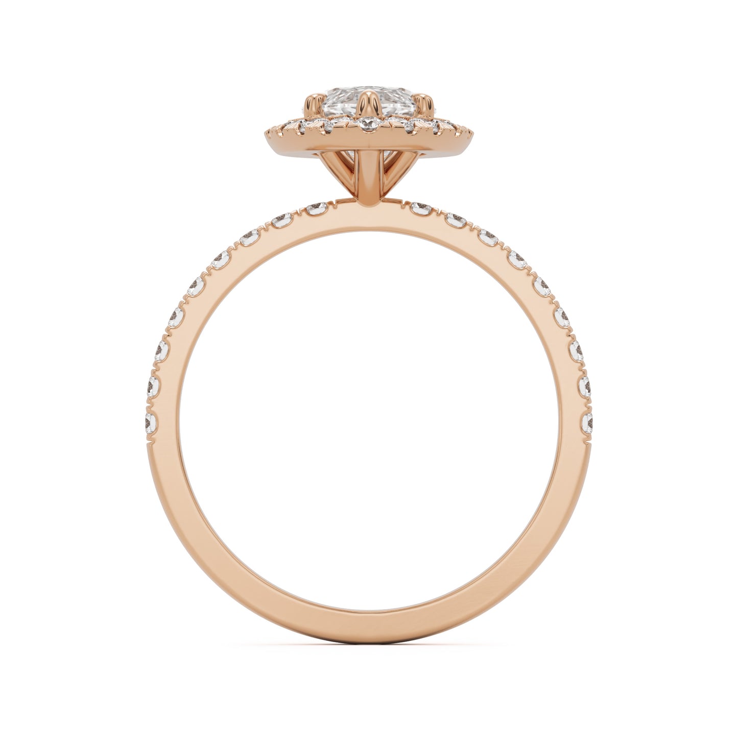 marquise diamond halo pavé solitaire 14k rose gold