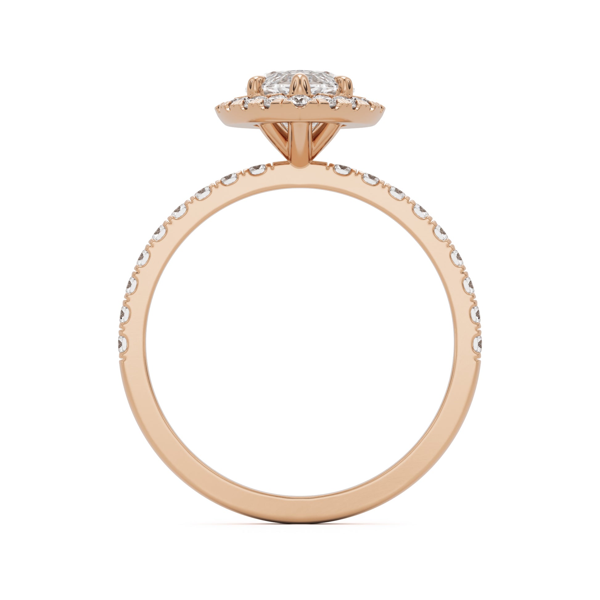 marquise diamond halo pavé solitaire 14k rose gold