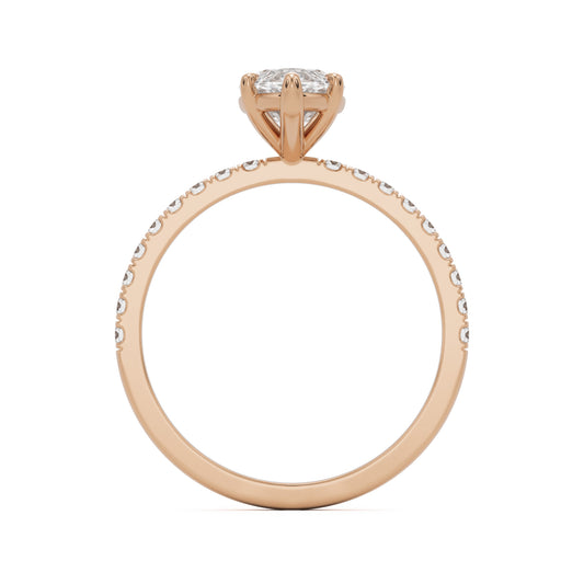 marquise moissanite pavé solitaire 14k rose gold