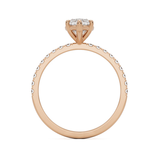 marquise moissanite pavé solitaire 14k rose gold