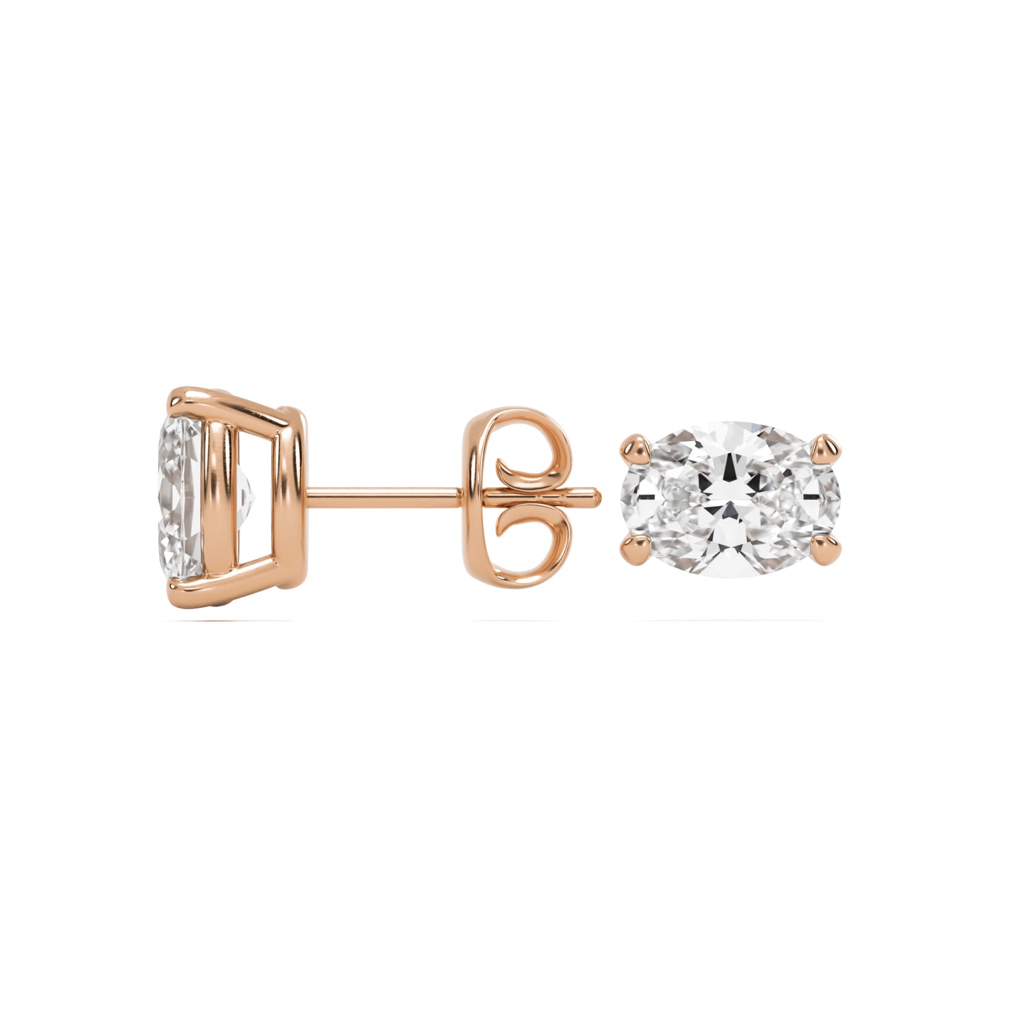 oval moissanite stud earrings 14k rose gold