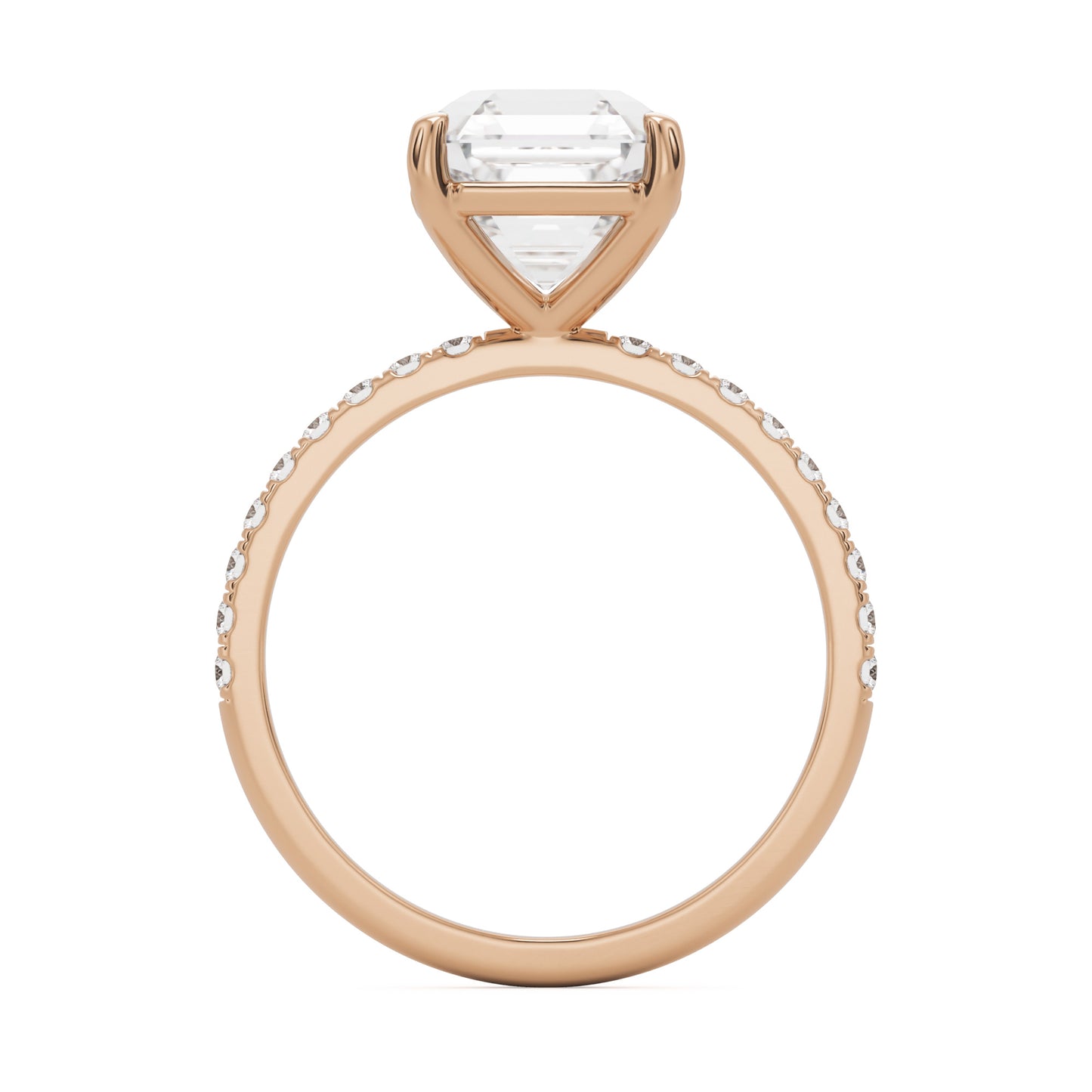 asscher pavé solitaire 14k rose gold