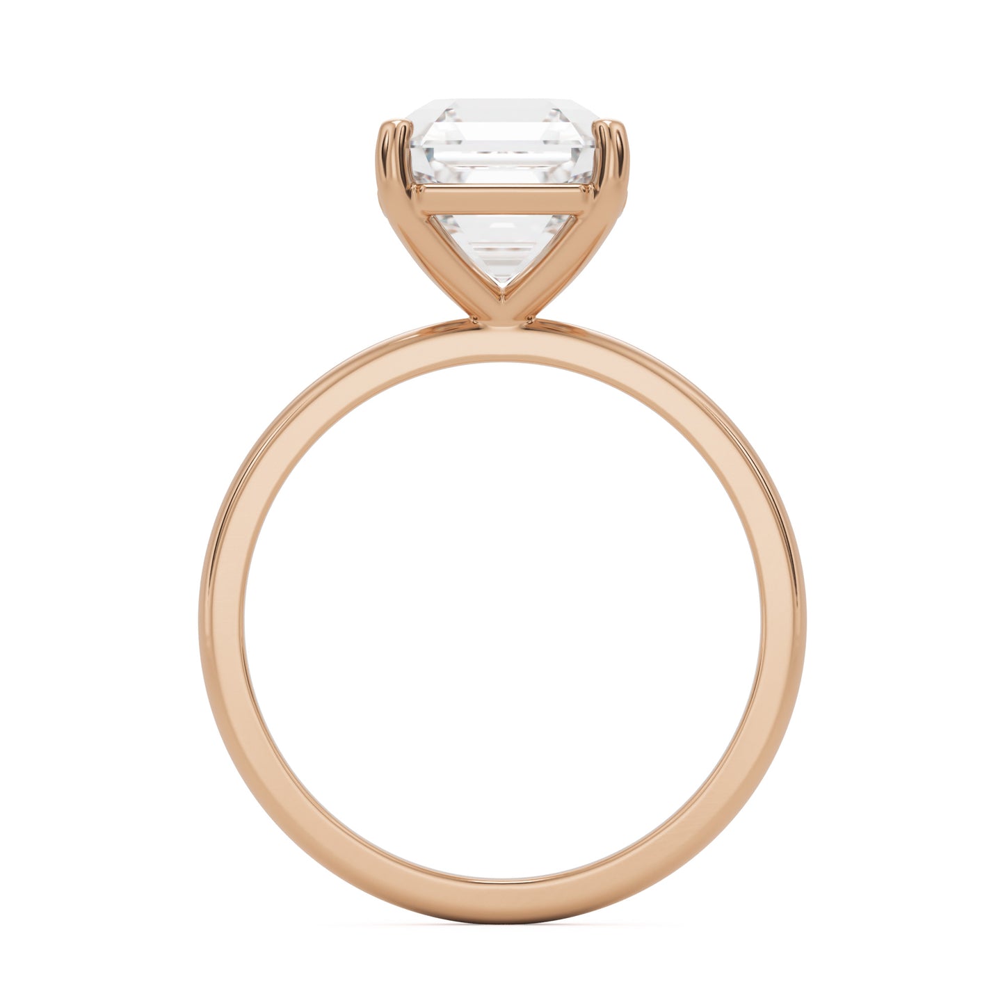 asscher plain 14k rose gold