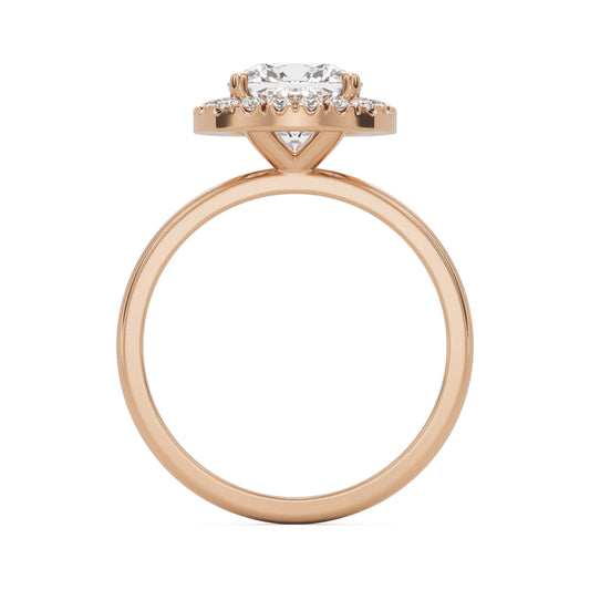 moissanite elongated cushion halo 14k rose gold