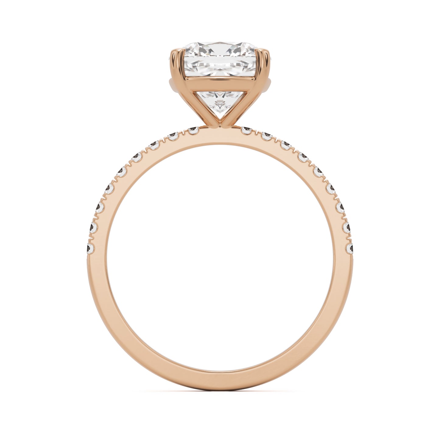 moissanite elongated cushion pavé solitaire 14k rose gold