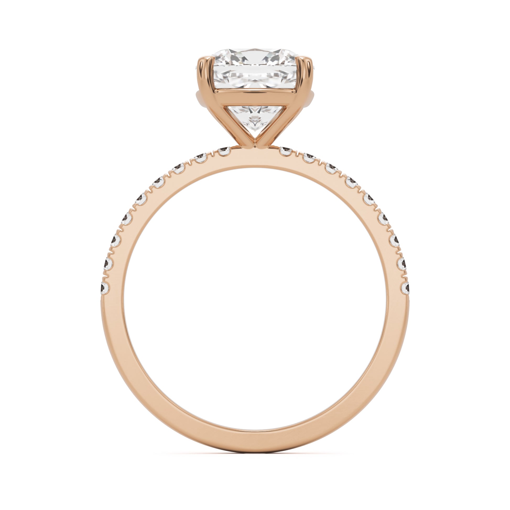 moissanite elongated cushion pavé solitaire 14k rose gold