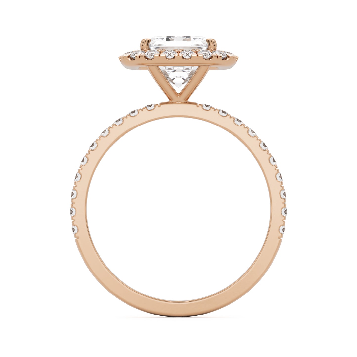 emerald halo pavé 14K rose gold