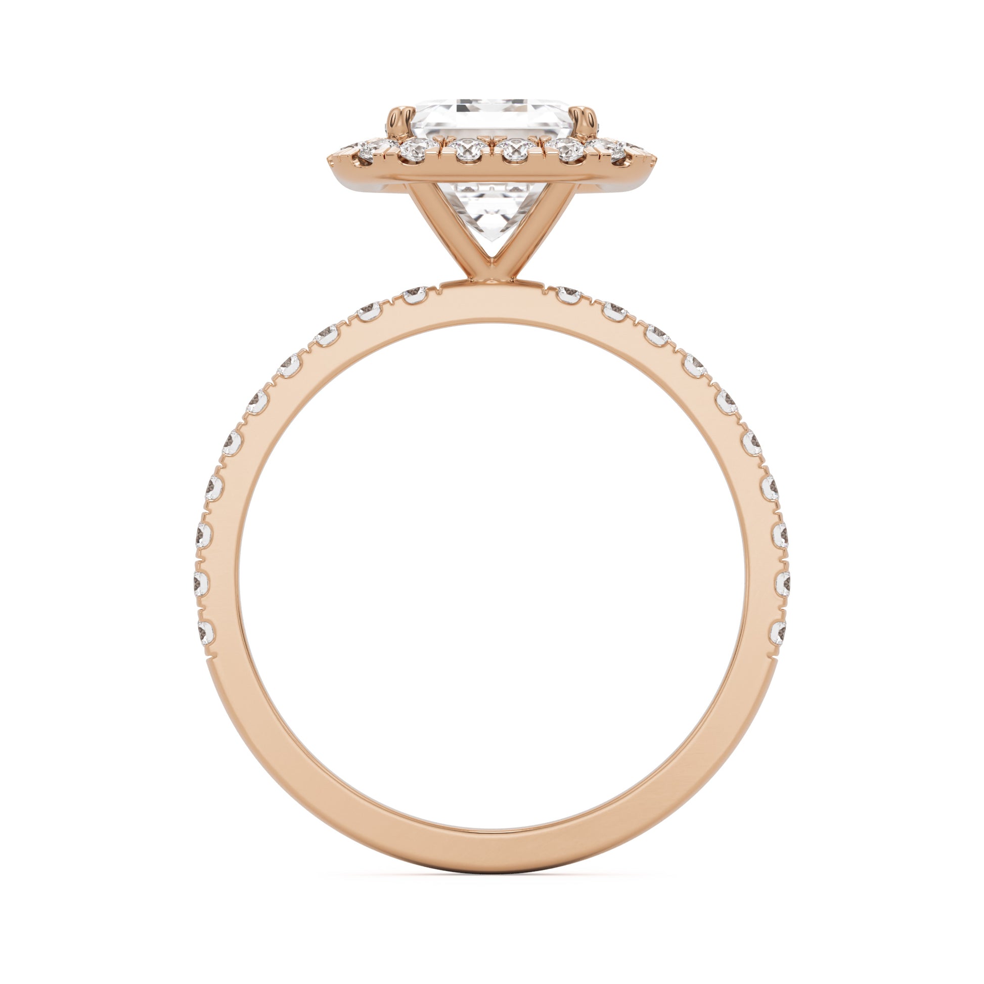emerald halo pavé 14K rose gold