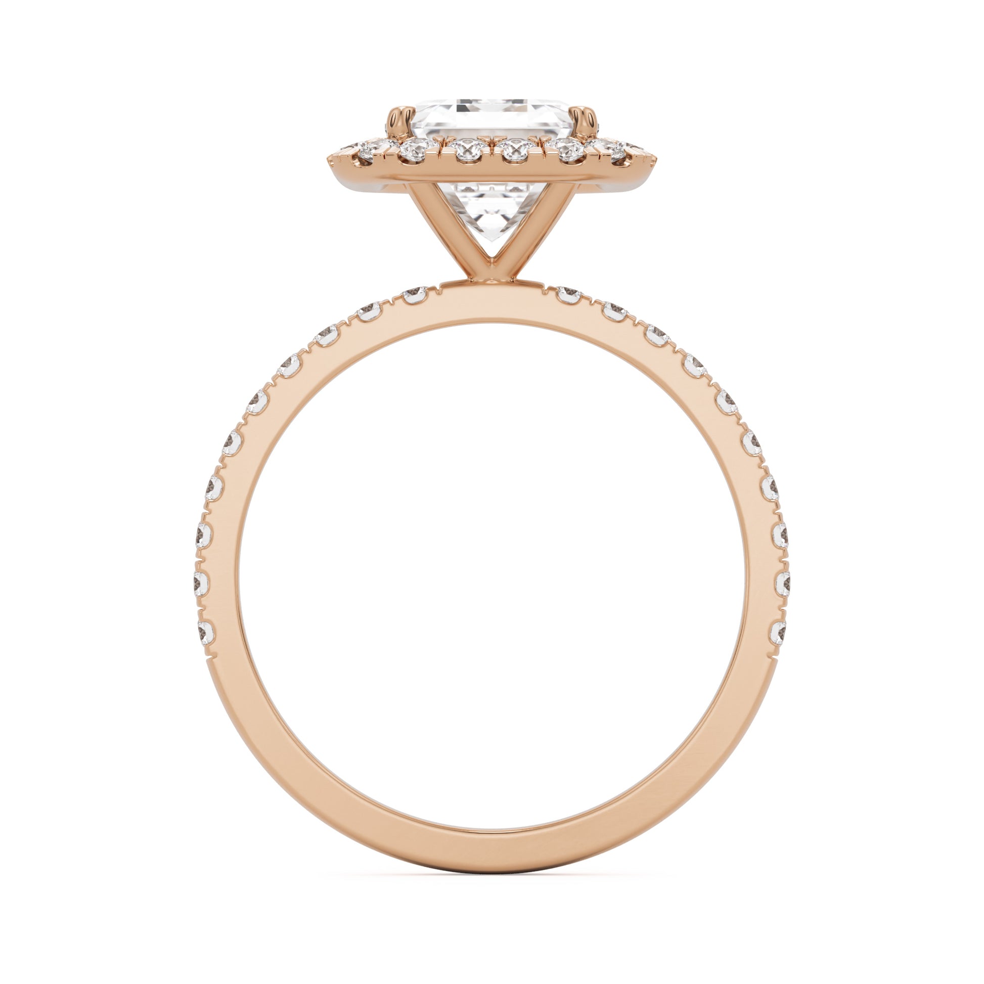 emerald halo pavé 14K rose gold