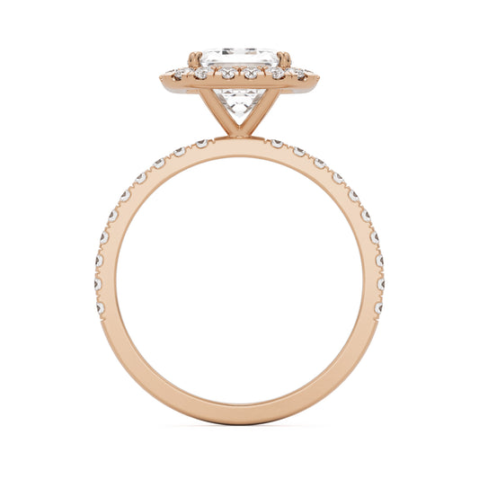 emerald halo pavé 14K rose gold