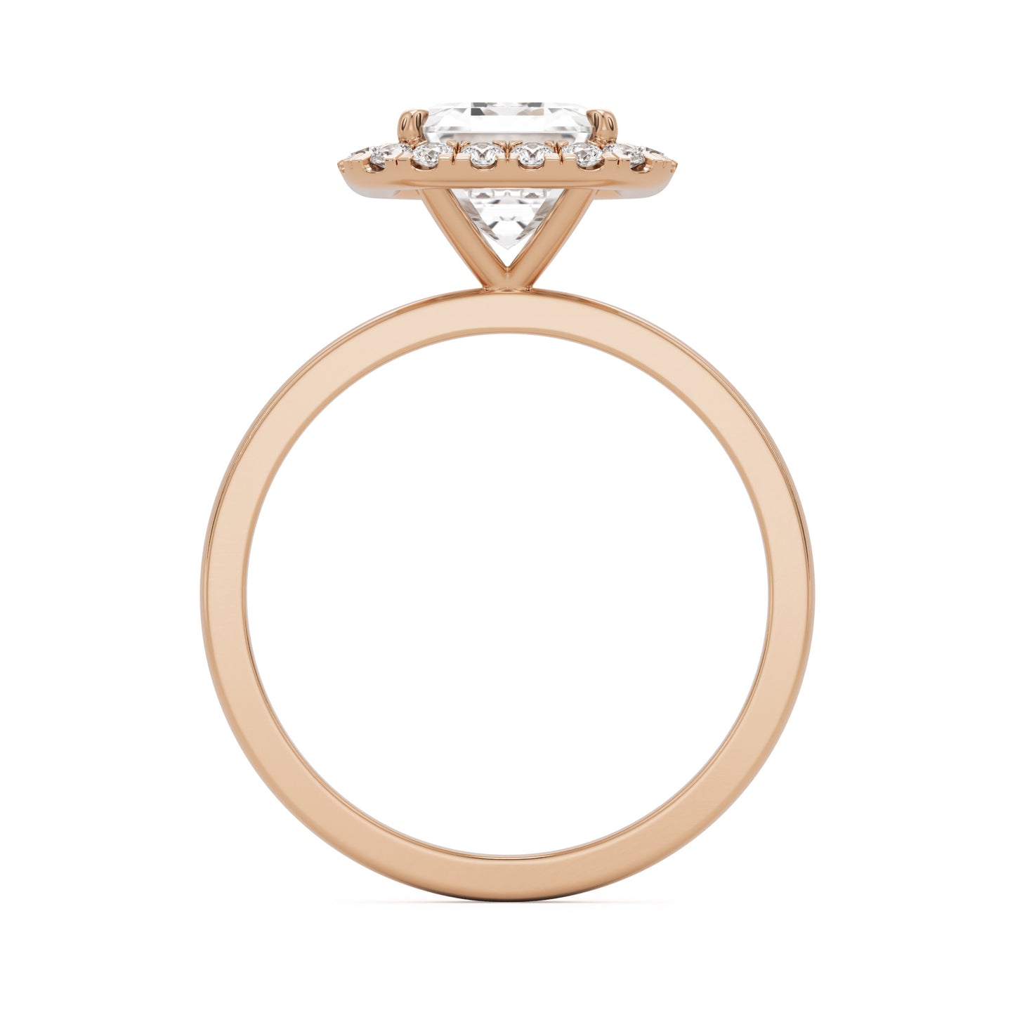 emerald halo 14K rose gold