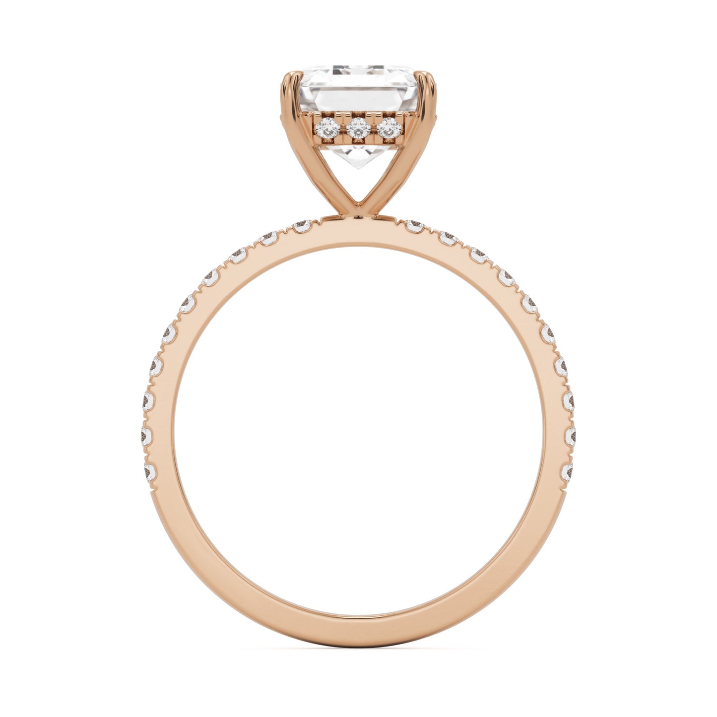emerald hidden halo pavé 14K rose gold