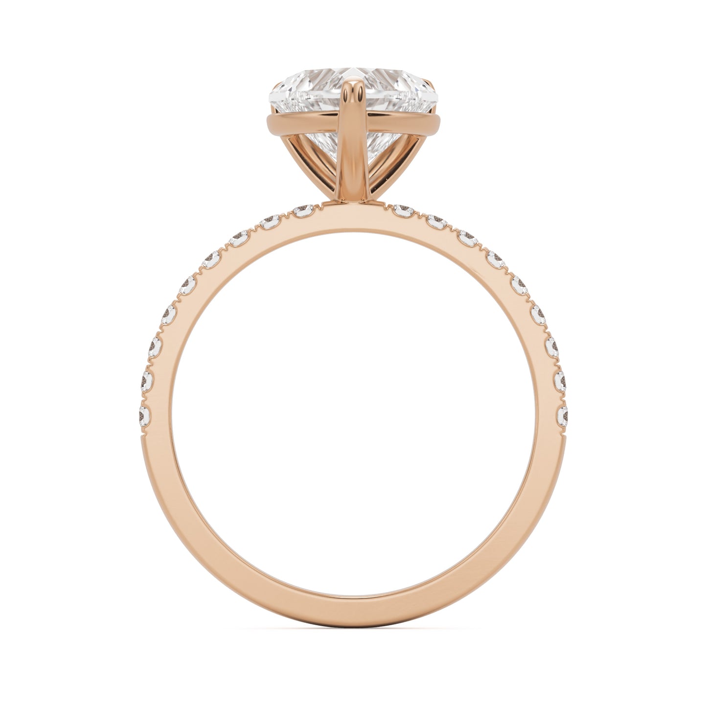 heart moissanite pavé solitaire 14k rose gold