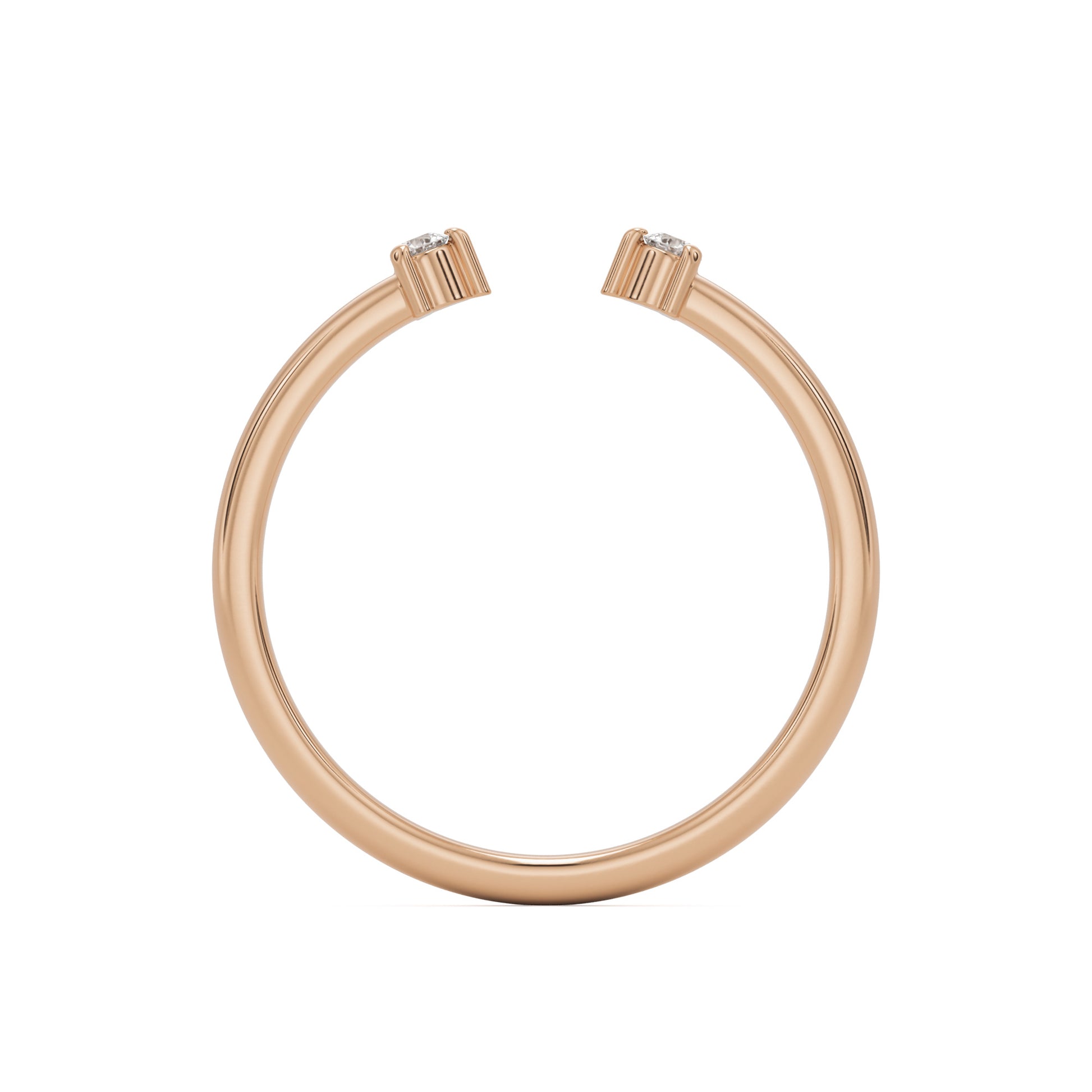 the open two stone wedding band 14k rose gold
