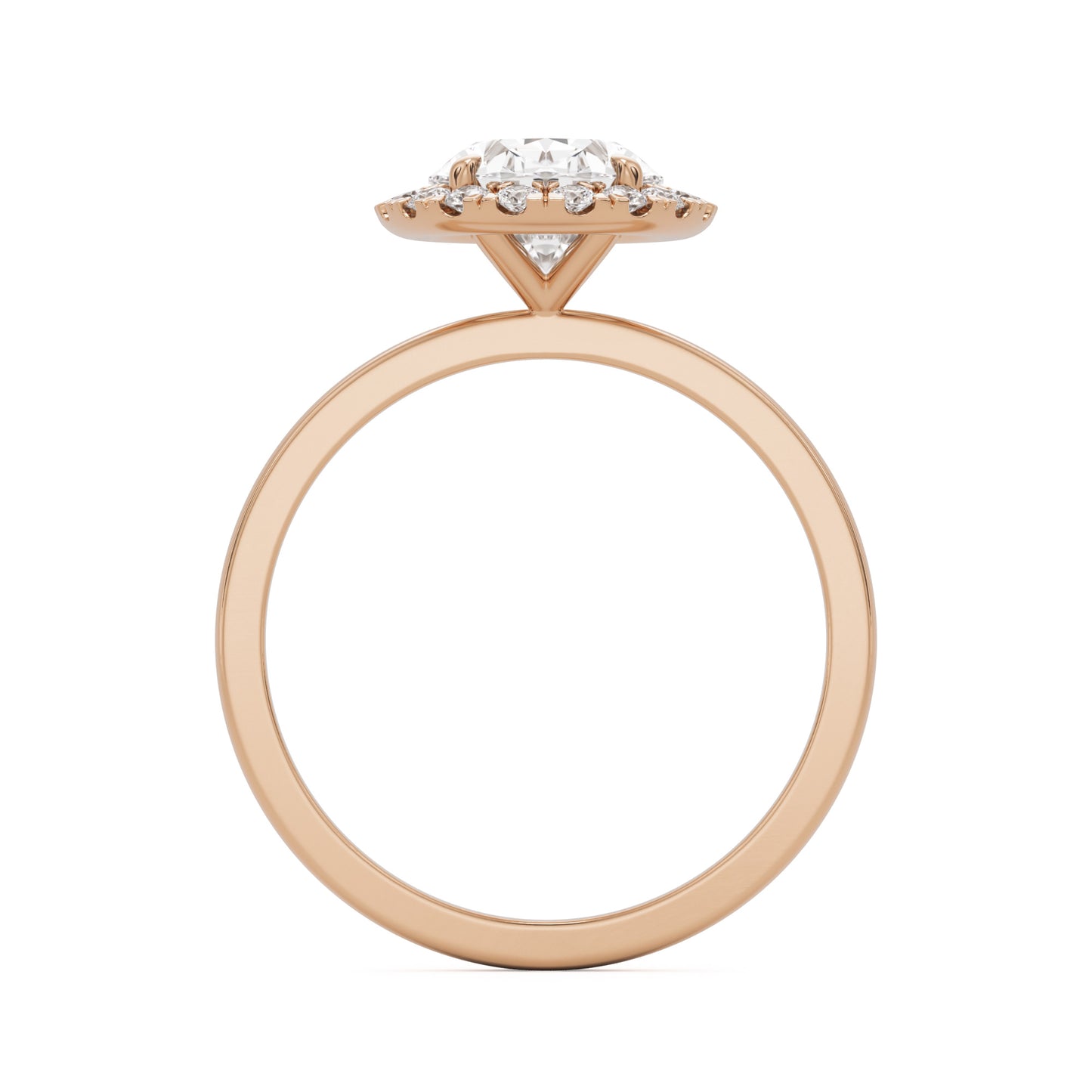 oval solitaire halo 14k rose gold