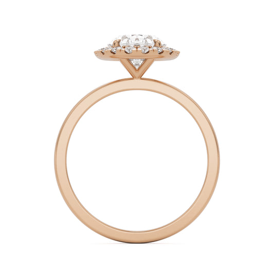 oval solitaire halo 14k rose gold