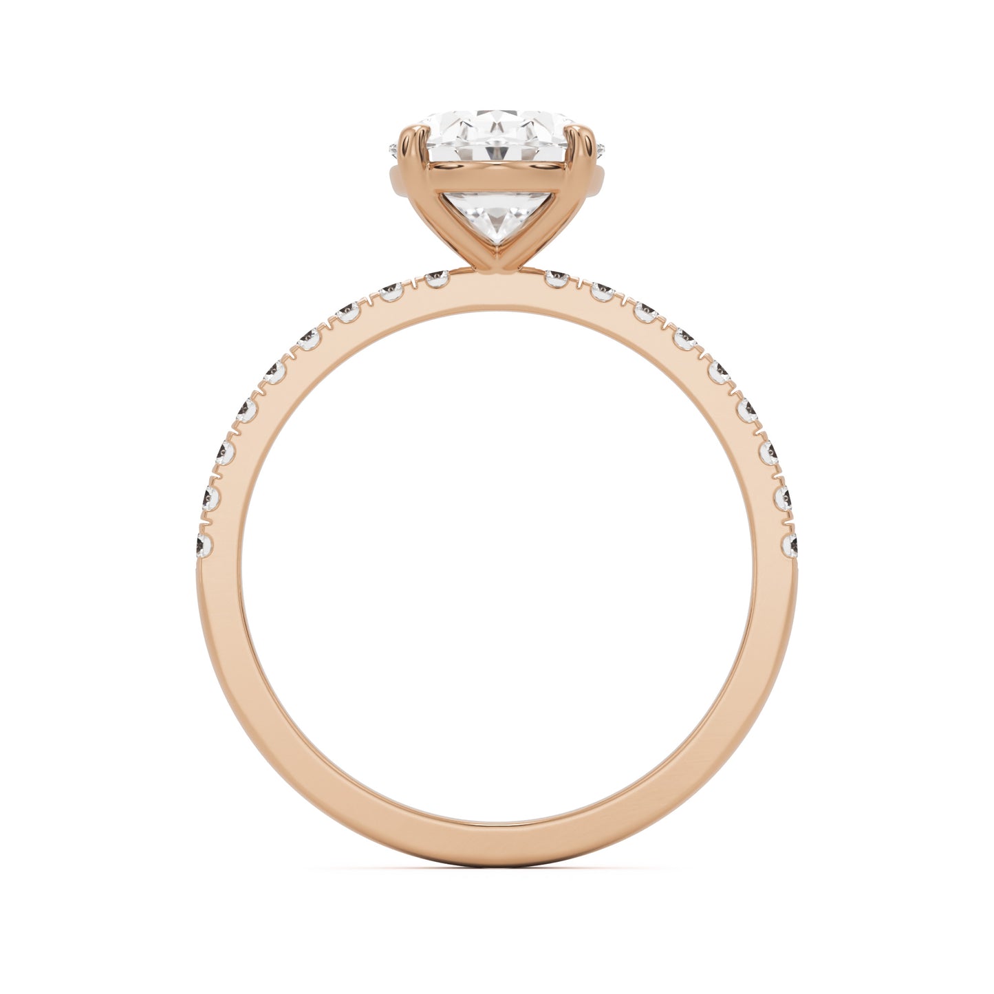 oval solitaire pave 14k rose gold