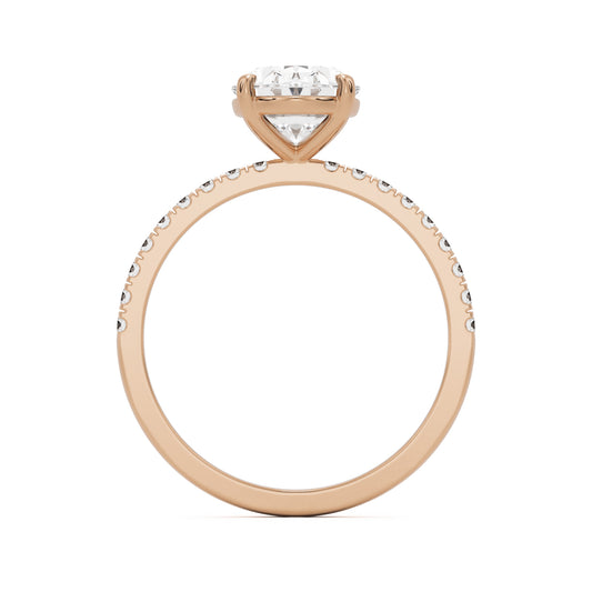 oval solitaire pave 14k rose gold