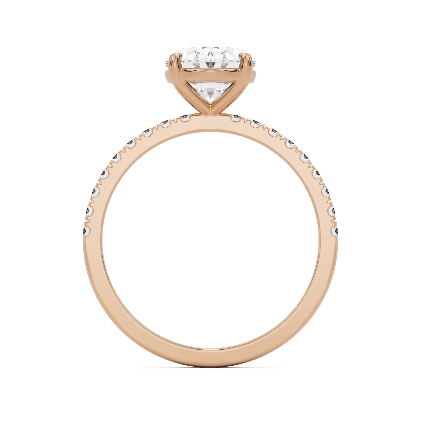 oval solitaire pave 14k rose gold