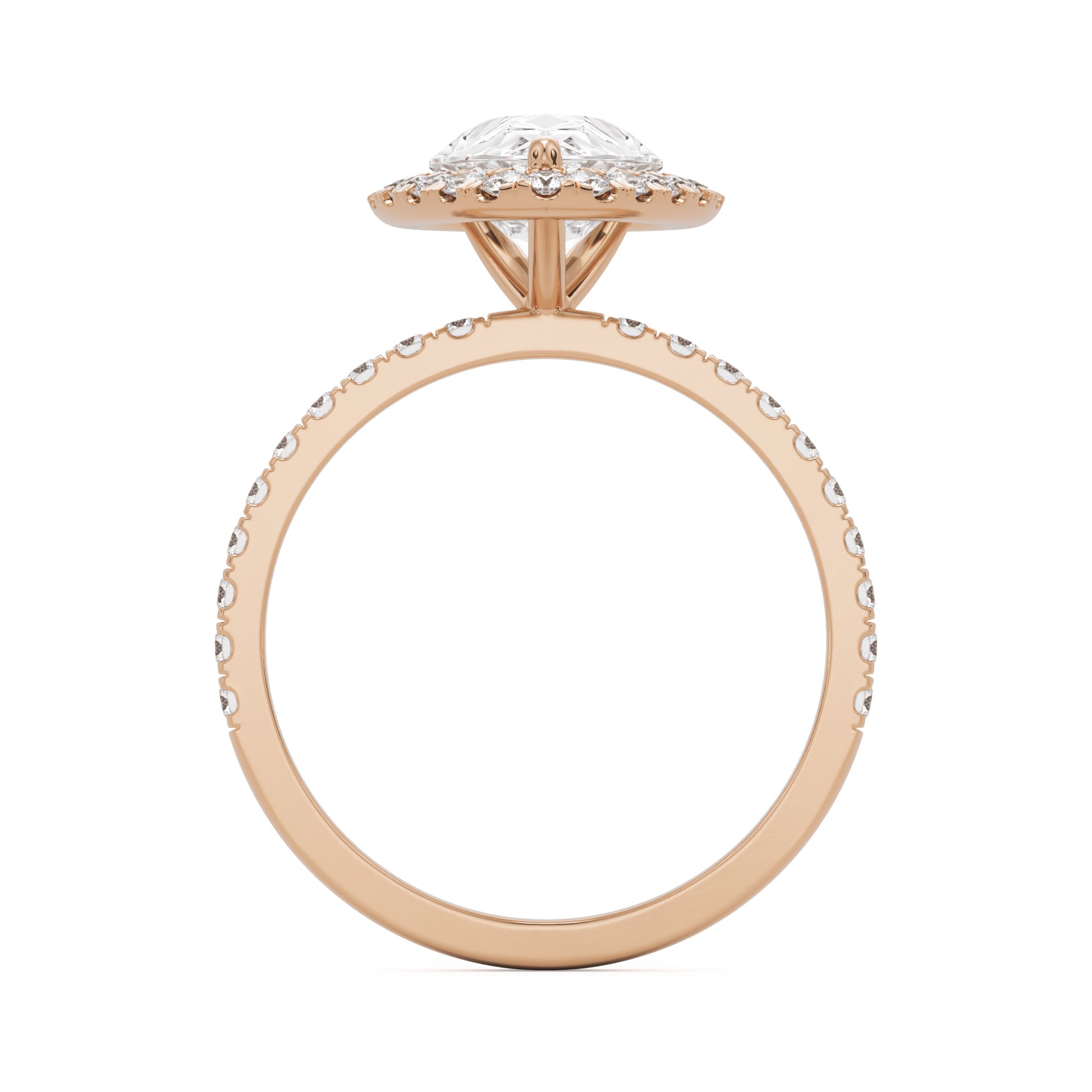 pear halo pavé 14k rose gold