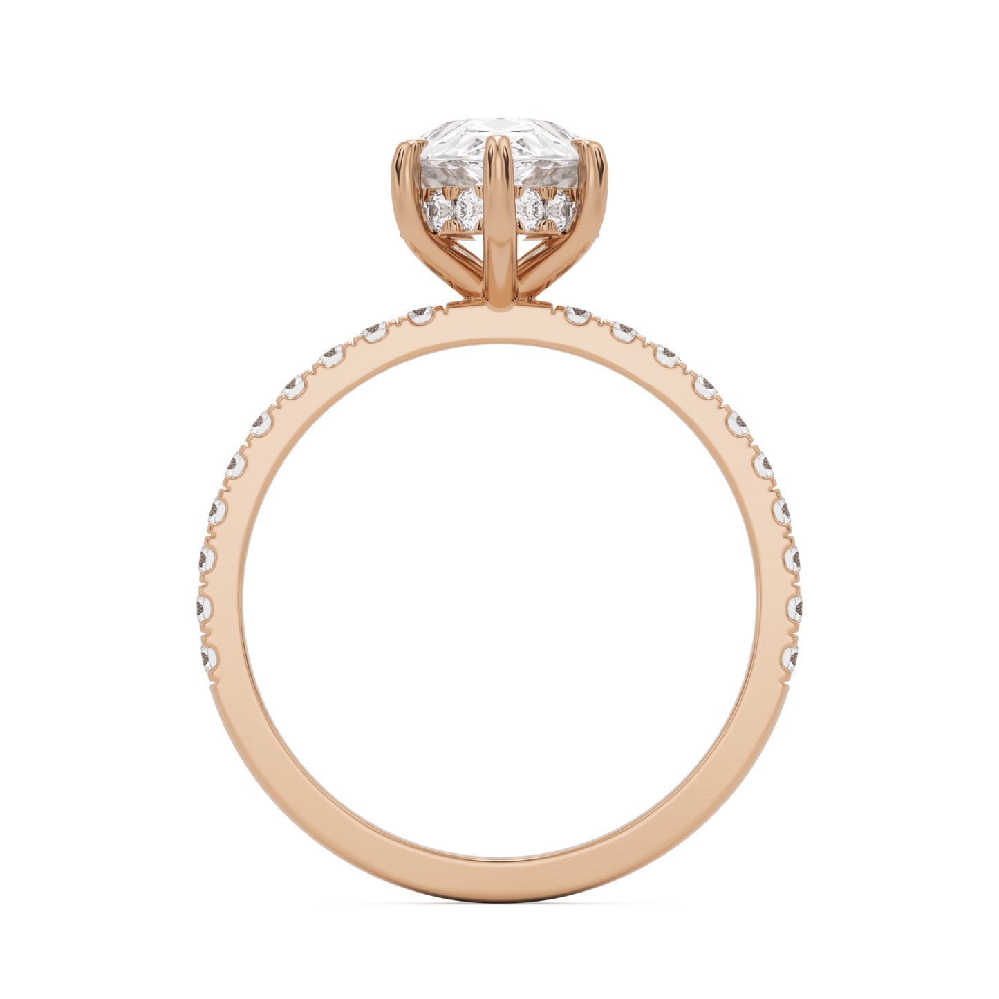 pear hidden halo pavé 14k rose gold