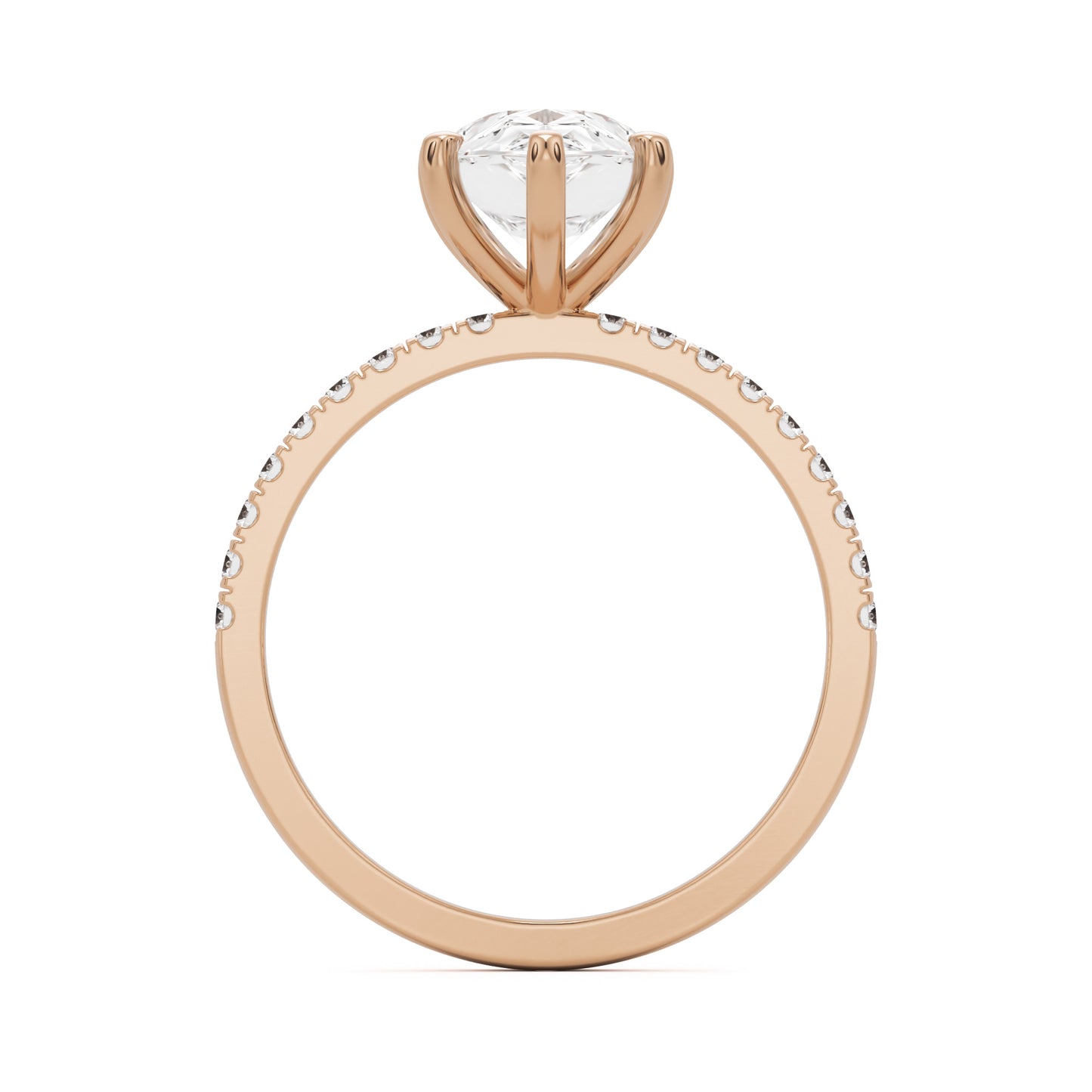 pear solitaire pavé 14k rose gold