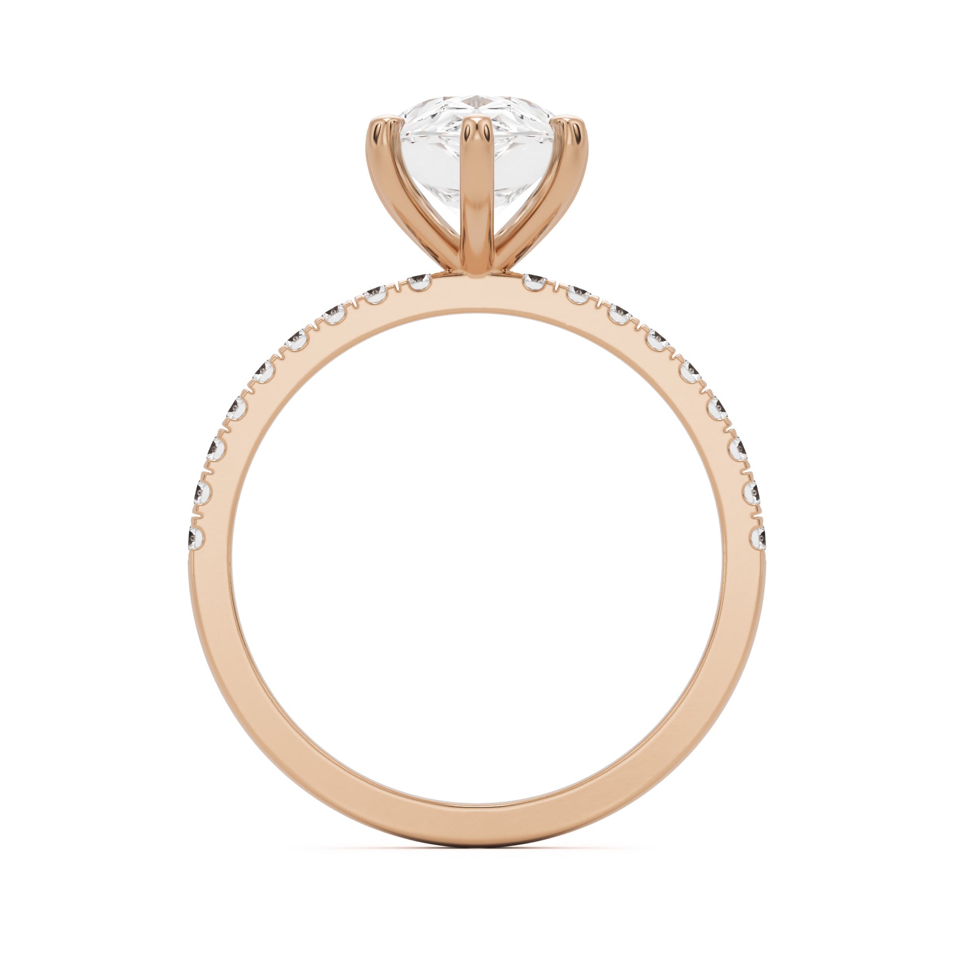 pear solitaire pavé 14k rose gold