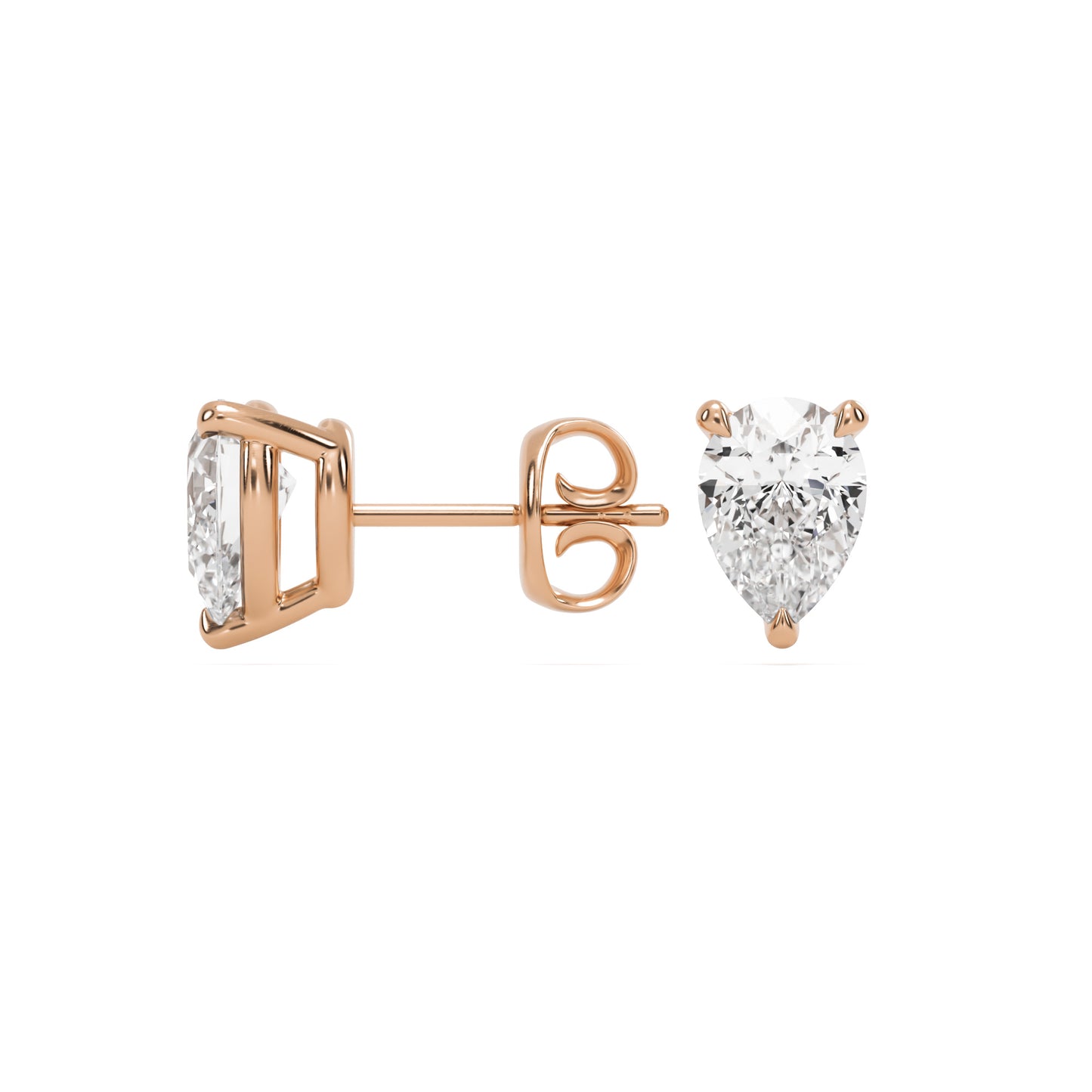 pear moissanite stud earrings 14k rose gold