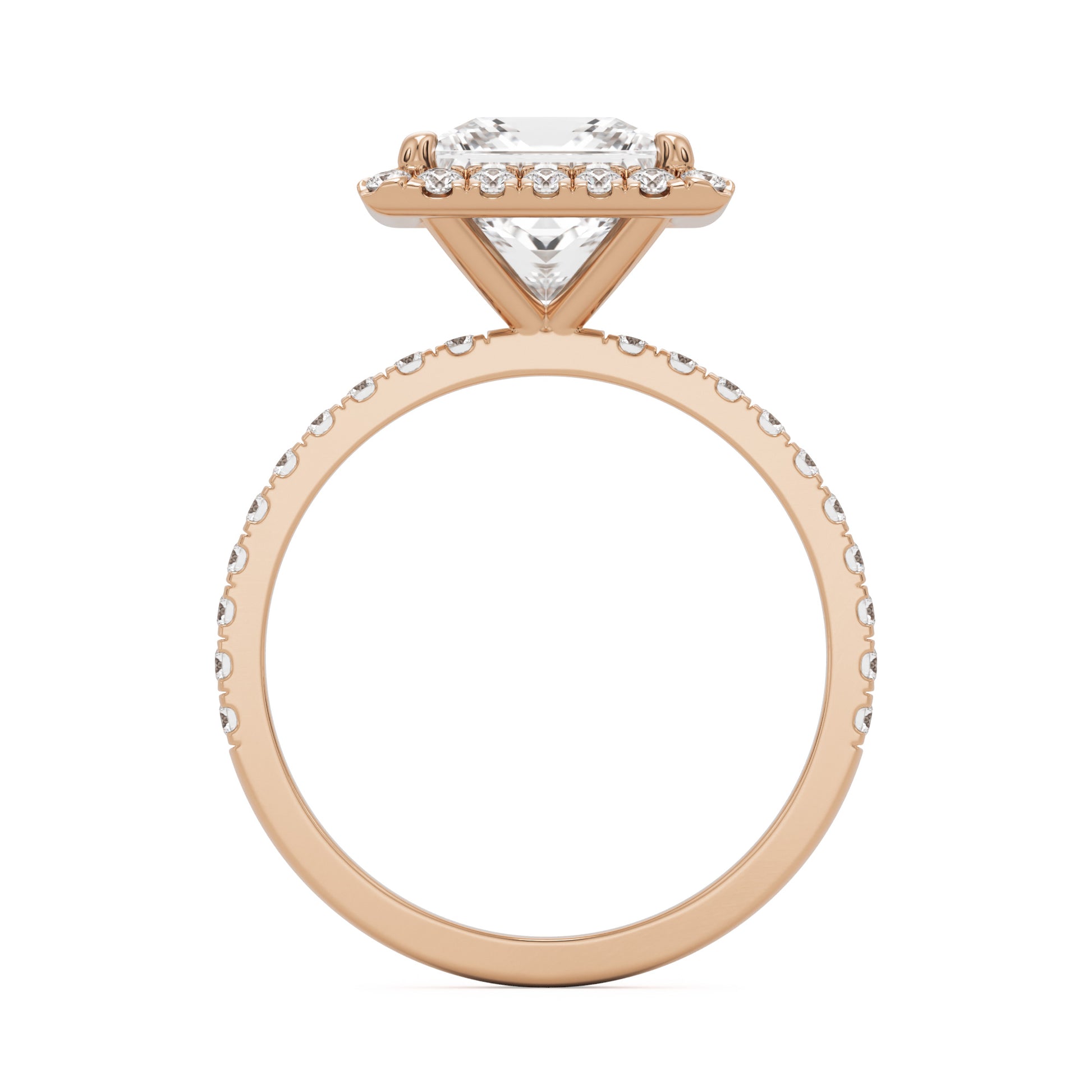 princess halo pavé 14K rose gold