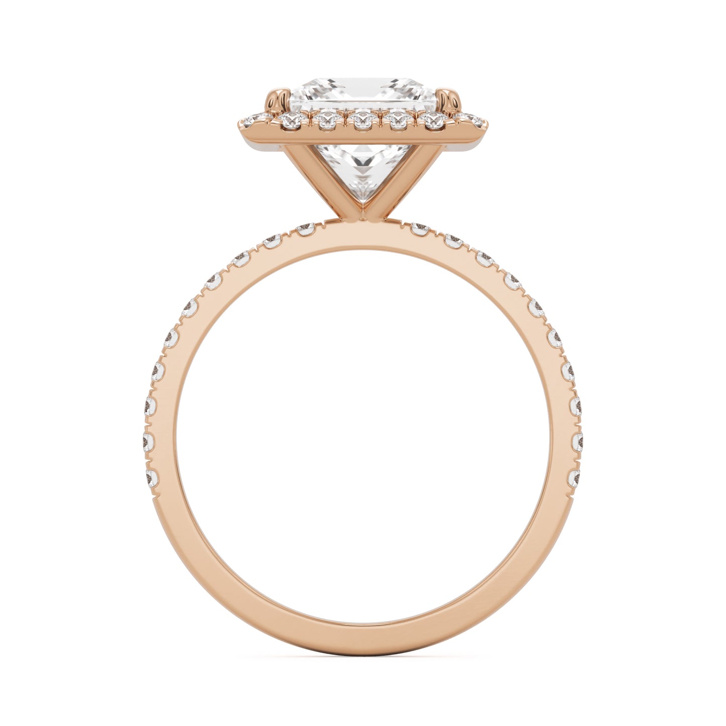 princess halo pavé 14K rose gold