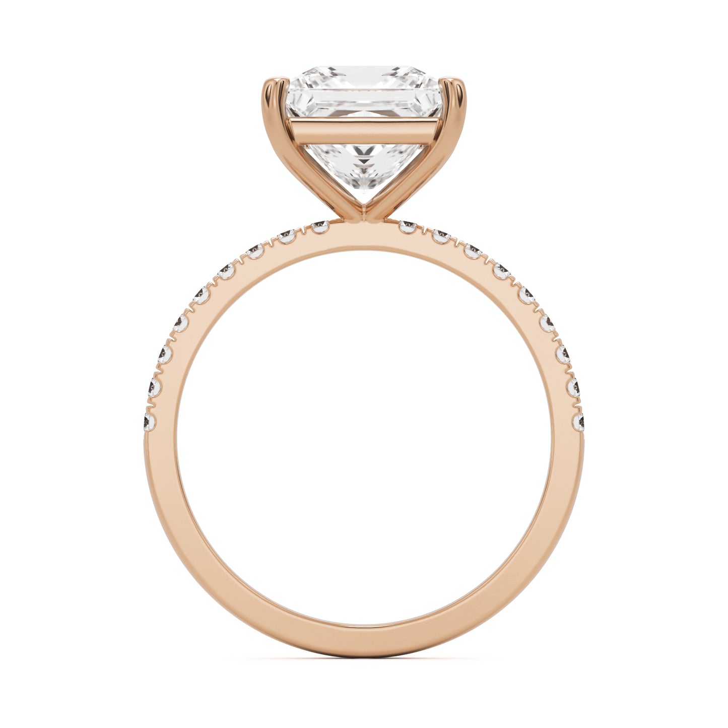 princess solitaire pavé 14k rose gold