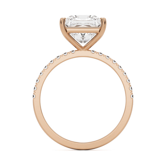 princess solitaire pavé 14k rose gold