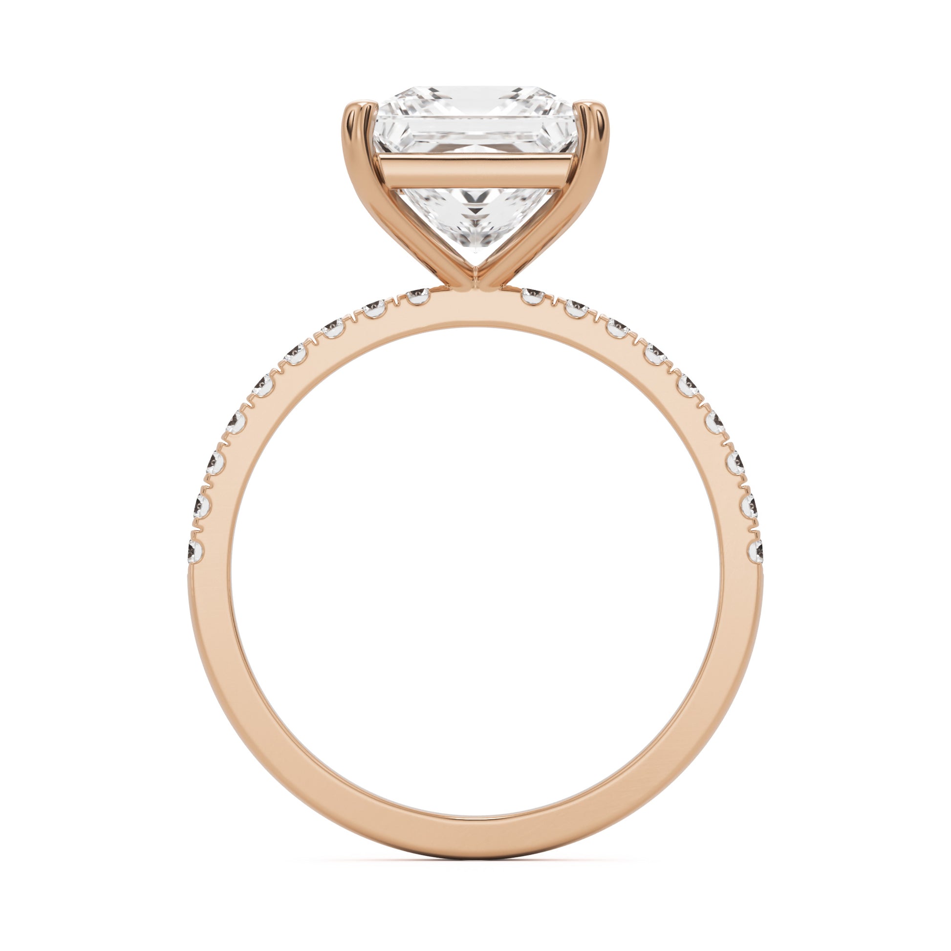 princess solitaire pavé 14k rose gold